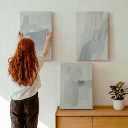 Canvas Art Set Of 3 - Compositions in Watercolor Style, Blue Wall Art, Abstract Decor - thumbnail 1