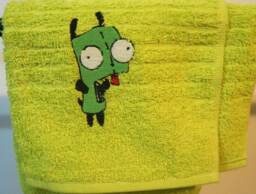 Invader Zim Gir Dog Green Embroidered Hand Towel - thumbnail 1