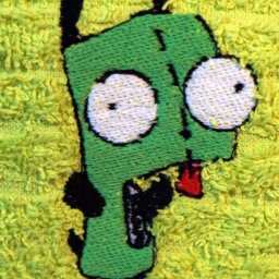 Invader Zim Gir Dog Green Embroidered Hand Towel - thumbnail 2