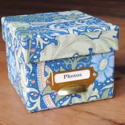 William Morris Photo Box Seaweed Blue Floral Design, Handmade in England - thumbnail 2