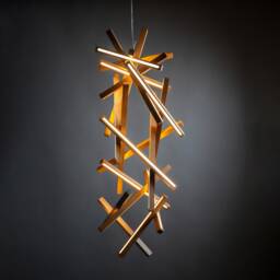 Wooden Staircase Chandelier Genesis, Staiway Wooden Lighting, Staircase Chandelier, Long Suspension Modern Lighting