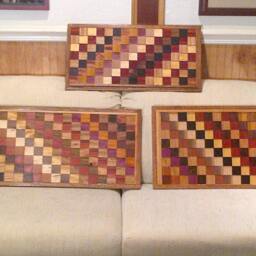 Wood Wall Art Sculpture Featuring A Variety Of Exotic Wood Pieces in Three Dimensional, Geometric Checkerboard-Like Array - thumbnail 3