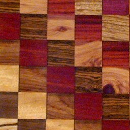 Wood Wall Art Sculpture Featuring A Variety Of Exotic Wood Pieces in Three Dimensional, Geometric Checkerboard-Like Array - thumbnail 2