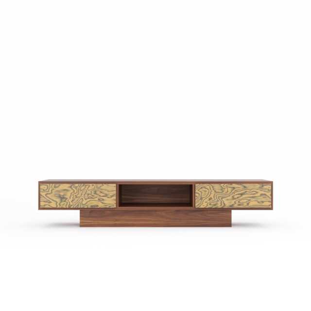 Walnut Tv Stand With Ettore Sottsass Veneer - Handmade Mid Century Modern Media Console Lowboard - image 1