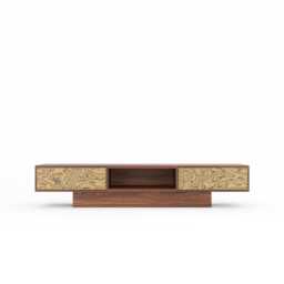 Walnut Tv Stand With Ettore Sottsass Veneer - Handmade Mid Century Modern Media Console Lowboard