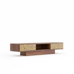 Walnut Tv Stand With Ettore Sottsass Veneer - Handmade Mid Century Modern Media Console Lowboard - thumbnail 2