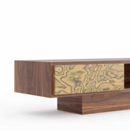 Walnut Tv Stand With Ettore Sottsass Veneer - Handmade Mid Century Modern Media Console Lowboard - thumbnail 3