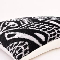 Handloom Silk Velvet Ikat Pillow Cover, Luxury Throw - thumbnail 2