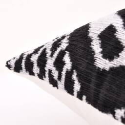 Handloom Silk Velvet Ikat Pillow Cover, Luxury Throw - thumbnail 3