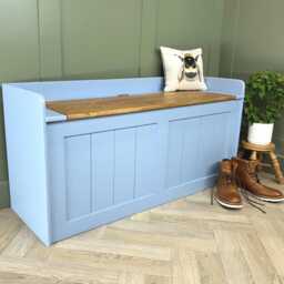 Shoe Storage Bench Or Window Seat, 4Ft V Groove, Painted Colour Of Your Choice, Custom Sizes Possible - thumbnail 2