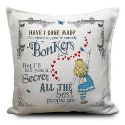 Alice in Wonderland Cushion Cover Mad Hatter Tea Party Decor - thumbnail 1