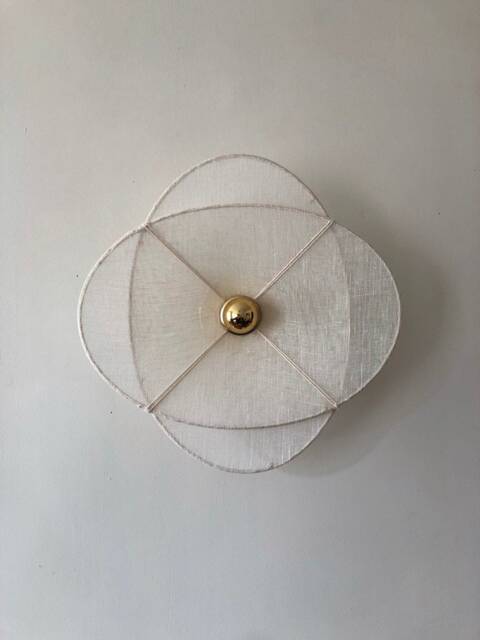 Off-White Linen Veil Wall Lamp, Fixed Version, Flora Flower, French Manufacture - image 1