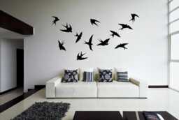 12x Flock Of Birds Wall Sticker - Vinyl Flying Decal Art Decor Peel & Stick Mural Stickers Silhouettes Decoration Bird Decals