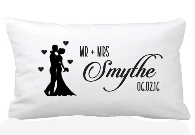 Personalized Mr & Mrs Surname Pillow, Wedding Gift, Cotton Pillowcase - image 1