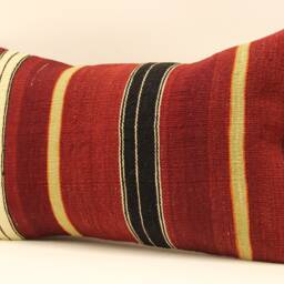 Lumbar Pillow 12x20 in - 30x50 cm Turkish Kilim Cover Handmade Boho Vintage Rustic Throw Covers 4Oef-442 - thumbnail 3
