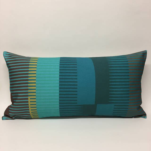 Combed Stripe Cushion - Teal, Turquoise + Olive - image 1
