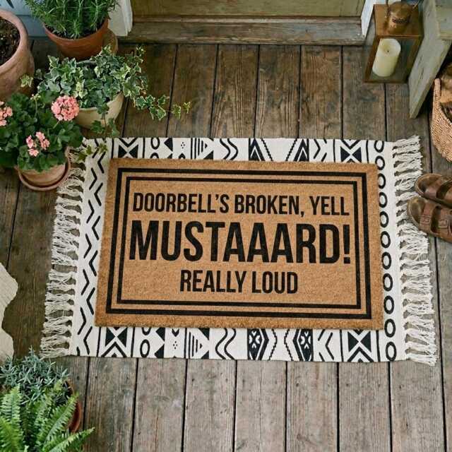 Funny Doormat, Doorbell Broken Yell Mustard, Natural Coir Welcome Mat - image 1