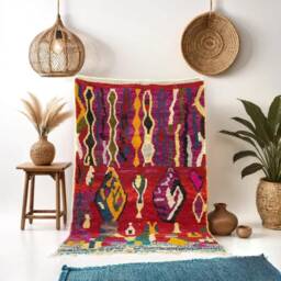 Handwoven Berber Sheep Wool Rug Multicolour Moroccan Carpet