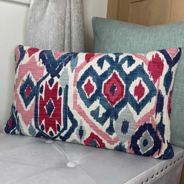 Maya Ikat Cushion Cover, John Lewis Fabric, Soft Teal/Contemporary Throw Pillow Cotton Blend -Double Sided - image 1