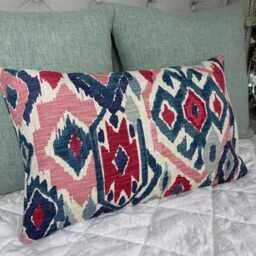 Maya Ikat Cushion Cover, John Lewis Fabric, Soft Teal/Contemporary Throw Pillow Cotton Blend -Double Sided - thumbnail 4