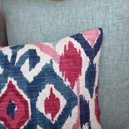 Maya Ikat Cushion Cover, John Lewis Fabric, Soft Teal/Contemporary Throw Pillow Cotton Blend -Double Sided - thumbnail 3