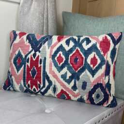 Maya Ikat Cushion Cover, John Lewis Fabric, Soft Teal/Contemporary Throw Pillow Cotton Blend -Double Sided - thumbnail 1