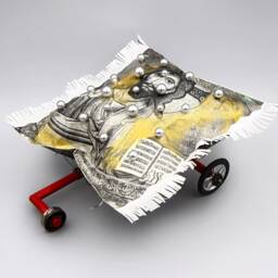 Imperial Carriage For A Byzantine Sleeping Beauty, Small Figurine Sculpture Car Tricycle, Surreal Art Home Decor, Handmade Decorative Pillow - thumbnail 4