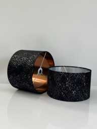 Handmade Black Velvet Drum Lamp Shade Silver Copper Foil Accent