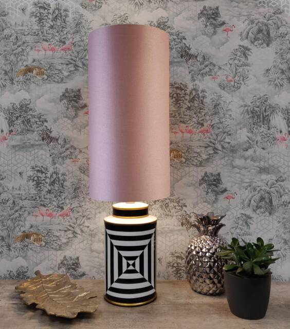 Extra Tall Drum Lampshade in Light Pink Satin, 50cm Height - image 1