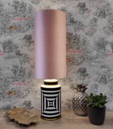Extra Tall Drum Lampshade in Light Pink Satin, 50cm Height - thumbnail 1