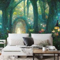 Fairytale Forest Wallpaper Mural, Magical Night Scene, Peel & Stick Wall Decal - thumbnail 3