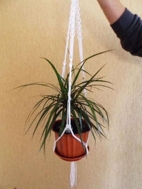 Hanging Planter White Macrame Plant Hanger 32 Inches 3mm Gift Idea Hanging Indoor Or Outdoor Decor Flower Pot Window Decoration - image 1
