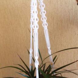 Hanging Planter White Macrame Plant Hanger 32 Inches 3mm Gift Idea Hanging Indoor Or Outdoor Decor Flower Pot Window Decoration - thumbnail 2