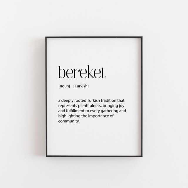 Bereket Definition Print - Turkish Word Art Abundance & Prosperity Decor Unique Home Wall Turkey Prints For Cafes & Restaurants - image 1