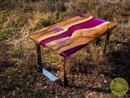 Deep Purple Resin Coffee Table With Glowing - thumbnail 1