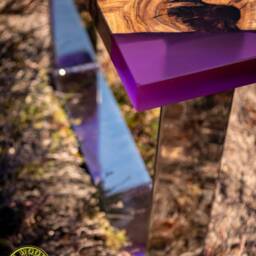 Deep Purple Resin Coffee Table With Glowing - thumbnail 4