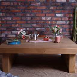Handmade Rectangular Pine Sleeper Coffee Table - Natural Oak Finish, Chunky Rail-Way Sleepers Wood - thumbnail 4