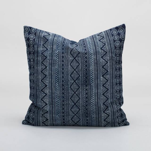 Hmong Indigo Batik Pillow Cover - 20x20 - image 1