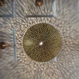 Handmade Moroccan Brass Pendant Light - Filigree Globe, Boho Home Decor - thumbnail 2