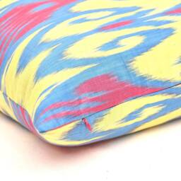 Multicolor Ikat Pillow Cover, Handmade Cotton Cushion, 20x20 - thumbnail 3