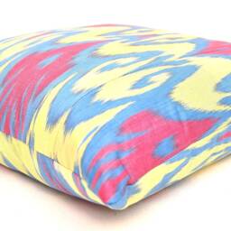 Multicolor Ikat Pillow Cover, Handmade Cotton Cushion, 20x20 - thumbnail 2