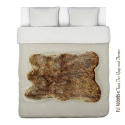 Golden Brown Coyote Faux Fur Rug - Pelt Shape, Usa Made - thumbnail 1