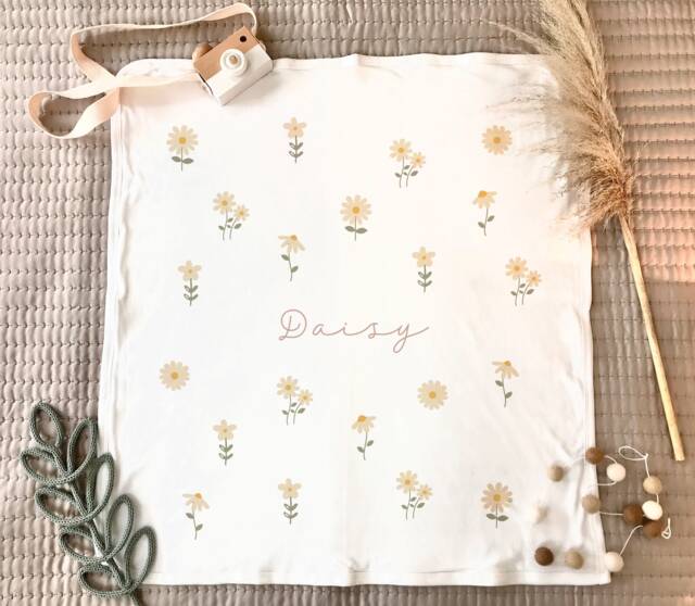 Personalized Baby Blanket Floral Daisy Nursery Decor - image 1