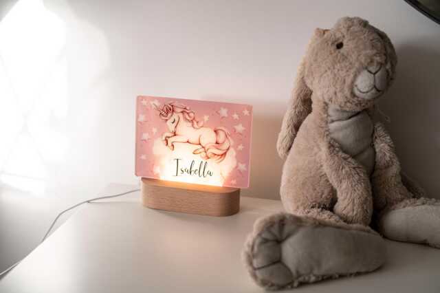 Personalised Unicorn Night Light, Custom Name Lamp, Girls Bedroom D??cor, Kids Bedside Lamp - image 1
