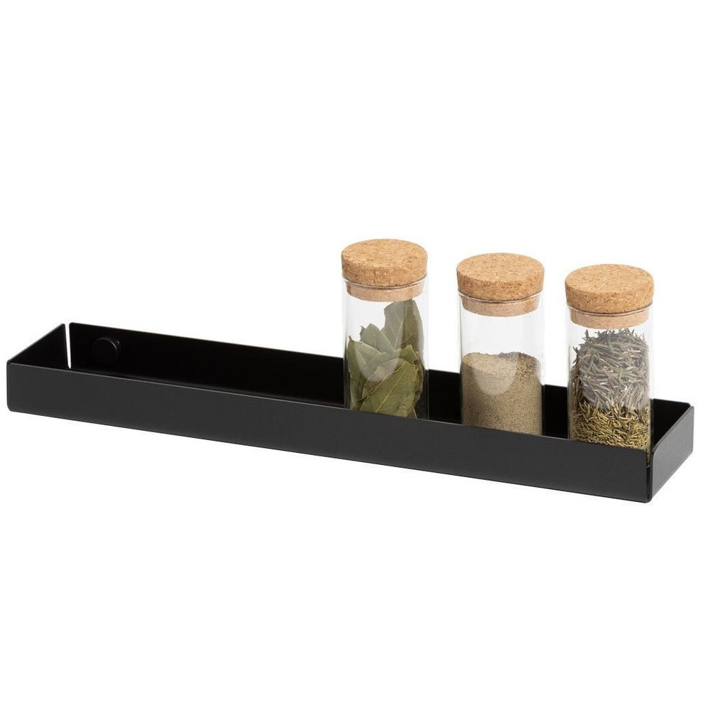 Black Shelf, Wall Mounted Storage Rack Hanging Shelf For Kitchen
