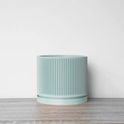 "Mid-Century Modern Planter With Drainage & Saucer in Teal, Unique 3D-Printed Plant Pot, Sizes 4"" 5"" 6"" 7"" 8" - thumbnail 4