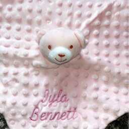 Custom Personalised Embroidered Baby Comforter, Plush Blanket, New Born Keepsake - thumbnail 3