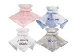 Custom Personalised Embroidered Baby Comforter, Plush Blanket, New Born Keepsake - thumbnail 4