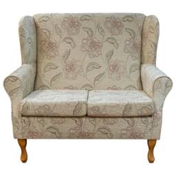 2 Seater Westoe Wingback Armchair Sofa in A Maida Vale Floral Rose Fabric Sr14604 - thumbnail 2