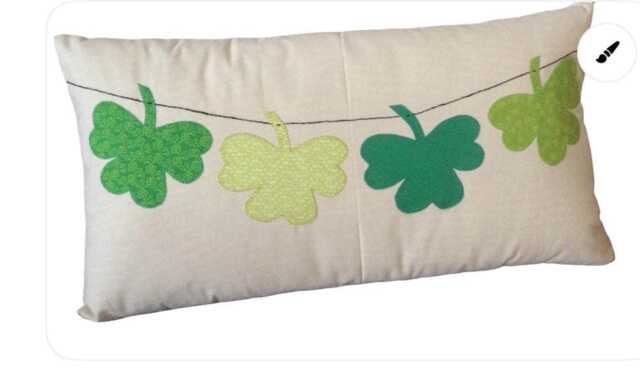 Shamrock Applique Pillow Cover Irish Green St. Patrick's Day Decor - image 1